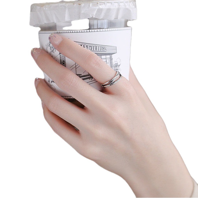 Interwoven Ring ins Japanese and Korean Style Jewelry Cold Temperament Simple English Multi-Layer Opening Adjusting Finger Ring