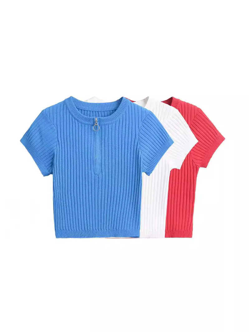 Cross-border new 2024 new European and American style women's foreign trade wholesale ZRA in stock seamless fabric zipper top