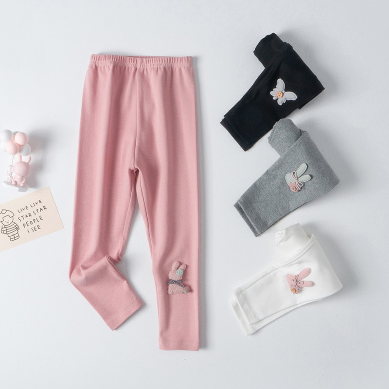 Picture of Wool Stand Girls' Leggings Spring Cartoon Children's Outer Wear Knitted Pants Girls Outer Wear Stretch Pants Solid Color