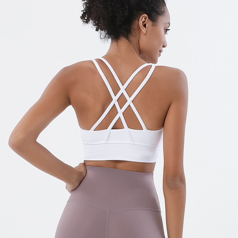 Picture of 2022 new double-sided brushed cross back sports underwear shockproof push up yoga sports bra fitness vest