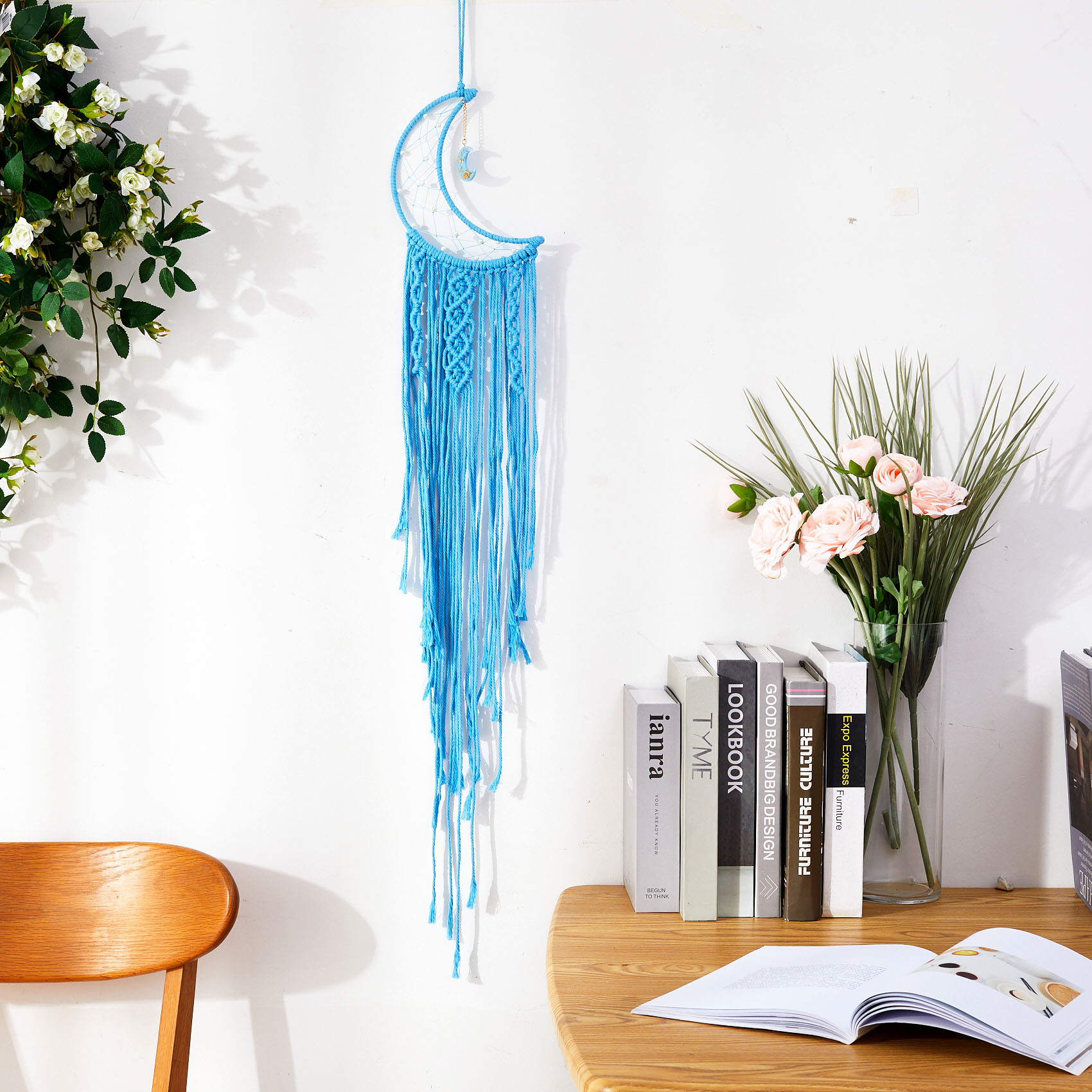 Picture of Cross-Border Hot Selling Moon Dream Catcher Hand-Woven Cotton Rope Tapestry Bohemian Style Wall Hangings