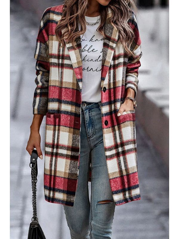 Picture of European station autumn new European and American British style Plaid lapel women's suit casual jacket