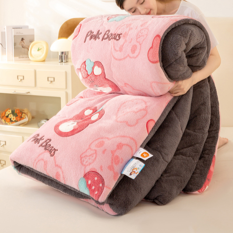 Picture of Lamb Velvet Quilt Winter Quilt Milk Velvet Coral Velvet Spring & Fall Quilt Student Dormitory Single Quilt Quilt Core Does Not Shed Lint