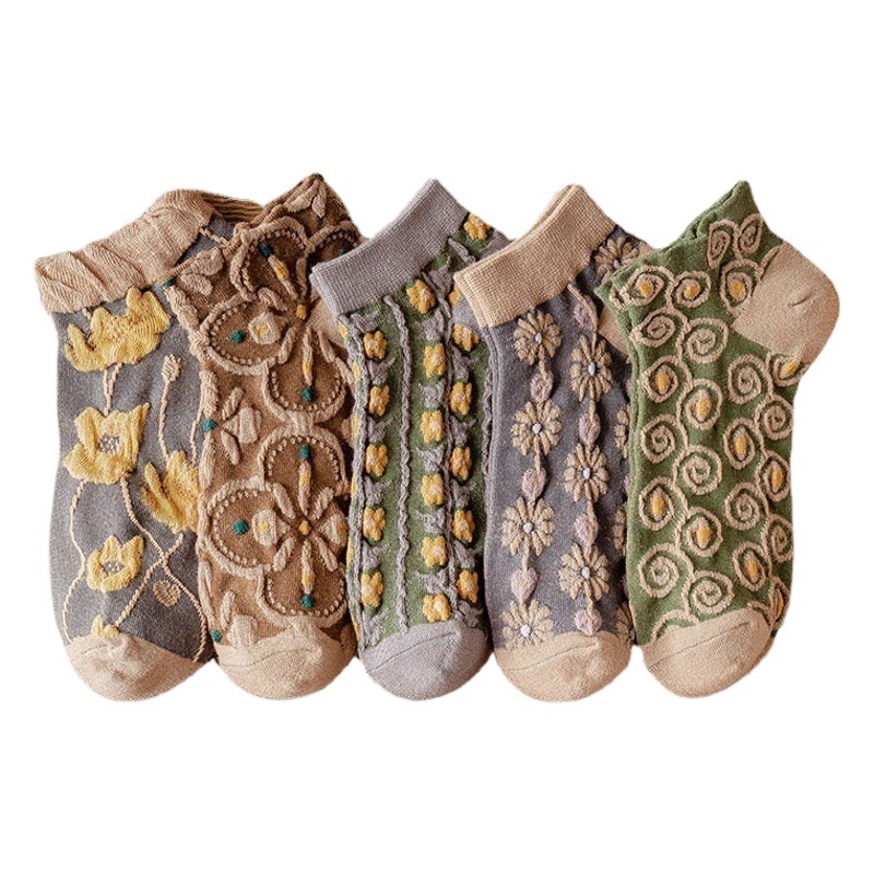 Women's Summer Thin Retro Short Socks, Sweat-Absorbent Shallow Cotton Socks, Cute Boat Socks, Invisible Socks Wholesale