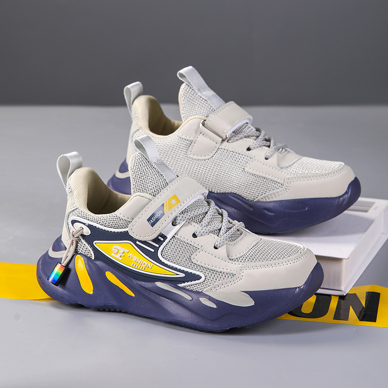 Cross-border Hot Sale Children's Shoes Boys Spring and Autumn Leather Breathable Non-slip Thick Sole Students Leisure Running Children's sneaker