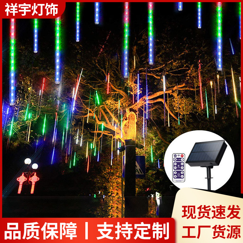 Led Meteor Tube Factory Solar Rain Light Christmas Hanging Tree Lights Decoration Outdoor Solar Decorative Lights