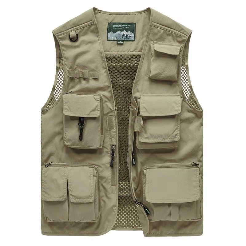 Workwear Vest Men's Spring and Autumn Thin Outdoor Multi-pocket Photographer Fishing Vest Vest Sleeveless Jacket 7898