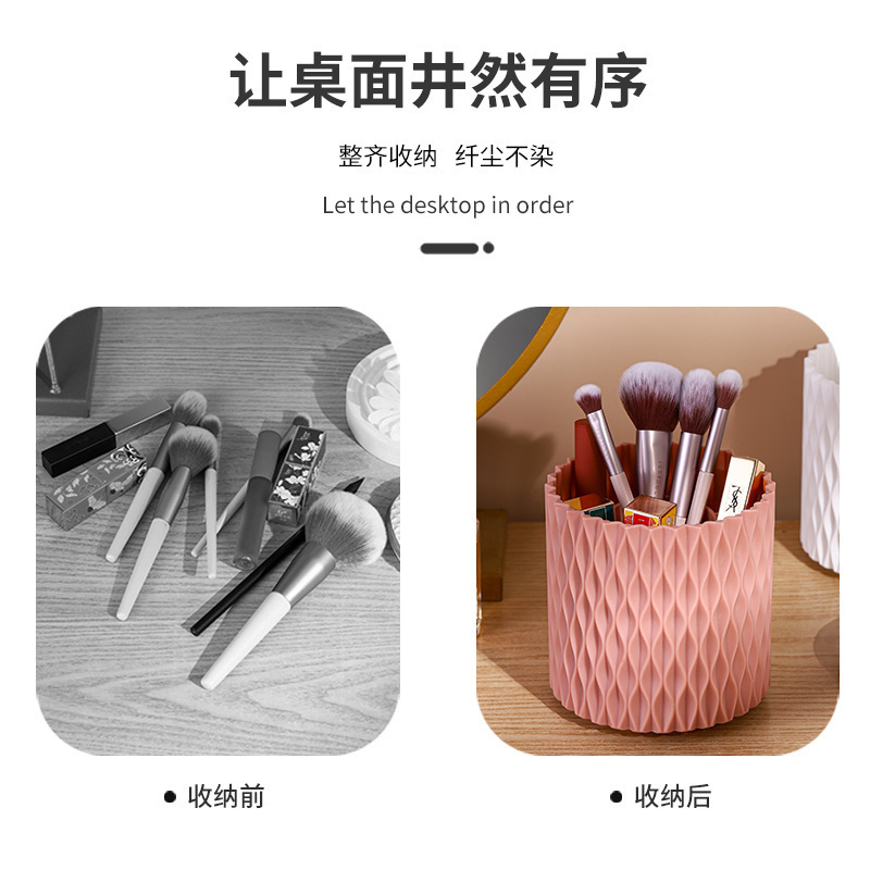 Picture of Cosmetic Storage Box Wholesale Rhombus 360 Rotating Plastic Round Household Lipstick Large Capacity Eyebrow Pencil Makeup Brush