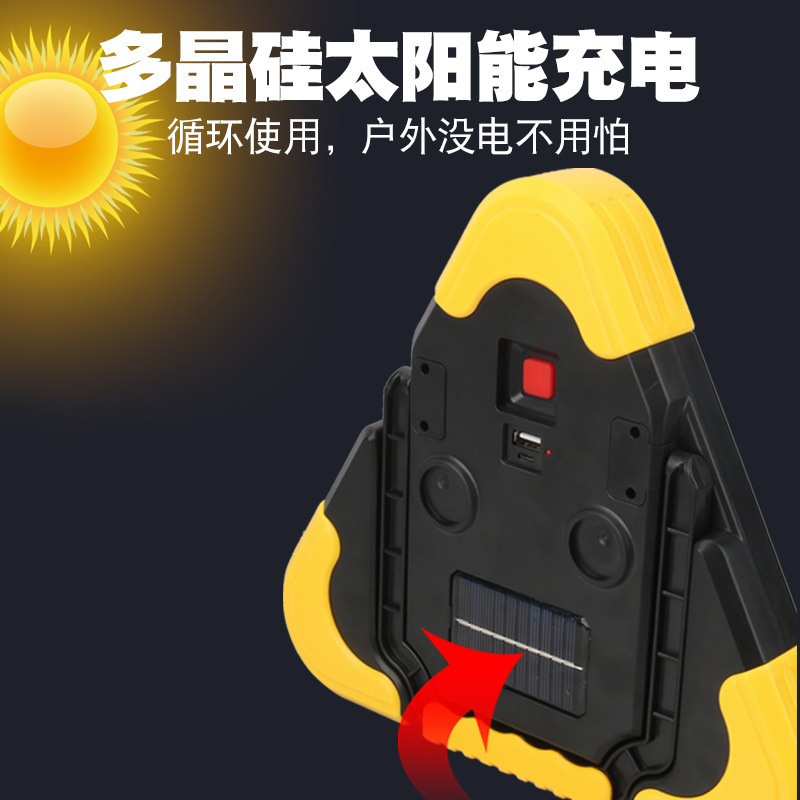 Picture of Solar Triangle Warning Light Led Rechargeable Lighting Car Warning Sign Emergency Strobe Light Work Light