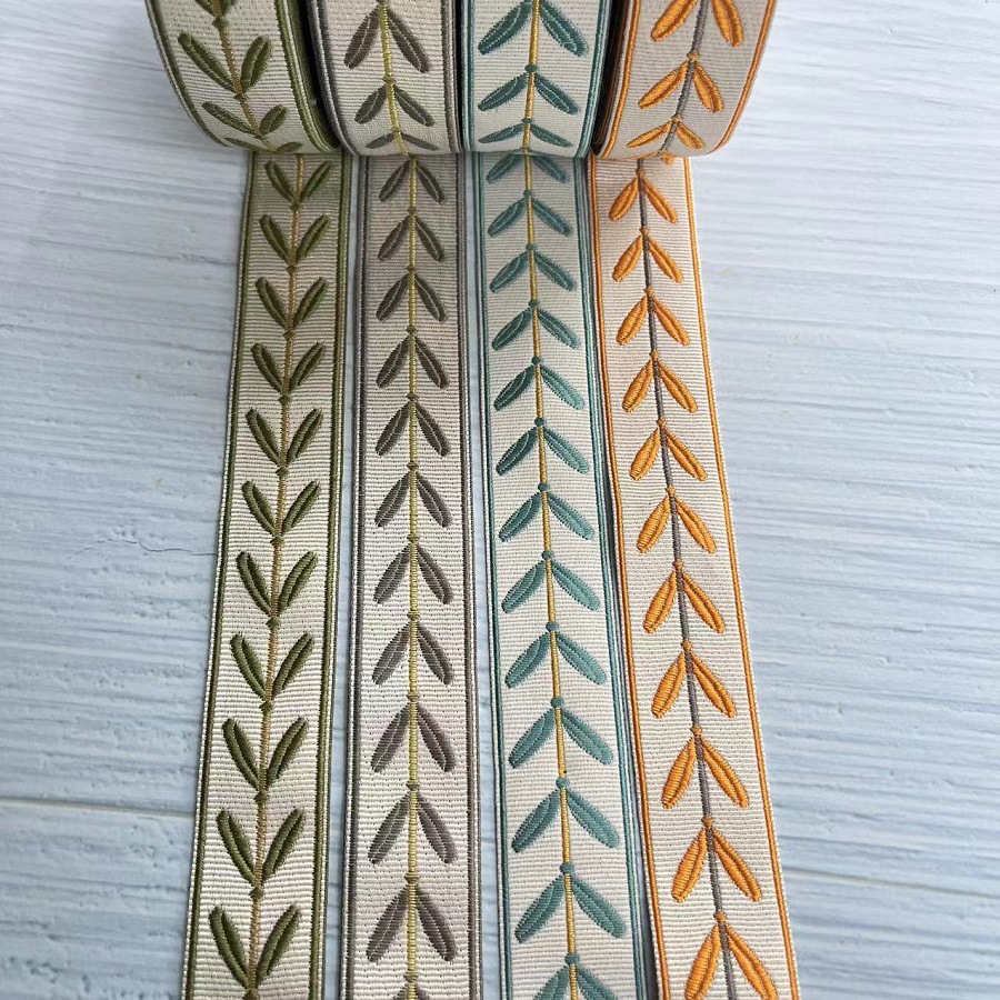 Jacquard ribbon curtain lace leaves national style curtain fabric accessories AH-2844 3CM wide