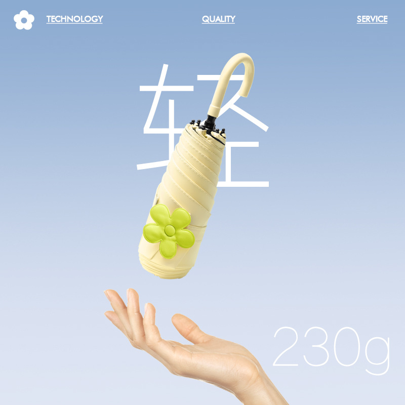 Japanese Sunshade Umbrella Women's 50% Fold Mini Small Curved Hook Sunscreen UV Protection Compact Portable Sunny and Rainy Umbrella