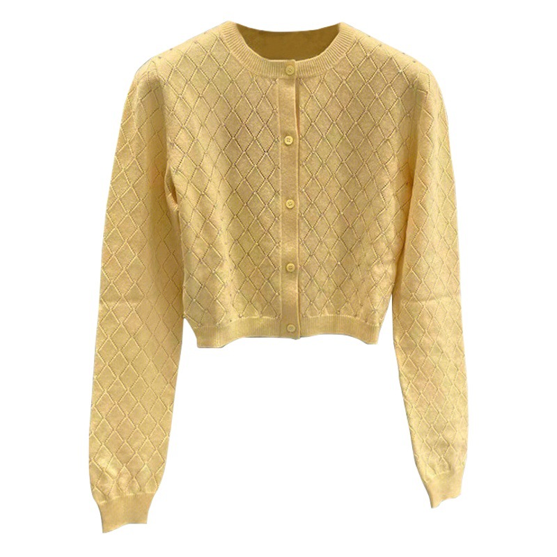 Picture of Winter New Miu Style Cardigan Hand-Stitched Diamond Quilted Cardigan Jacket Socialite Elegant Versatile Knitted Top for Women