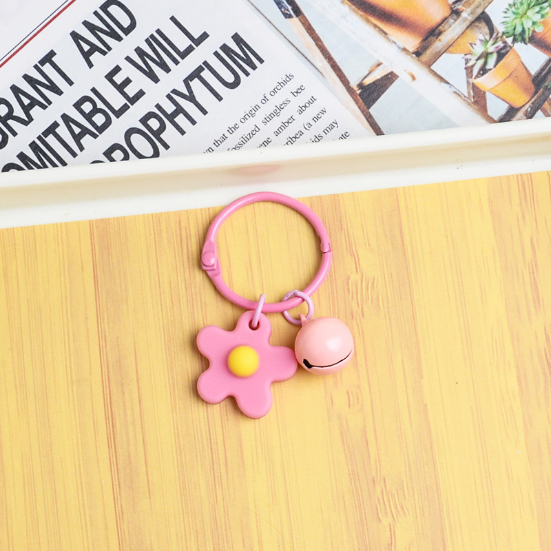 Picture of Korean Style Hyun-a Small Fresh Color Small Flower Bell Keychain Tanabata Gift Key Ring Bag Women's Hanging Accessories