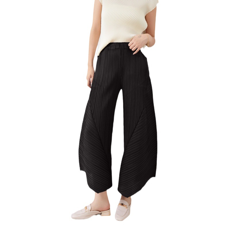 Japanese counter same style pleated slimming casual pants 2024 spring and summer new fashion half fold all-match wide-leg pants