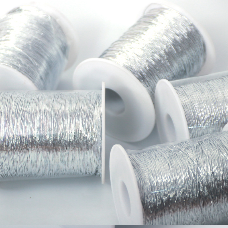Picture of Flash silver thread 1mm crochet thread fever with small silver thread bag color handmade thread special thread DIY hook knitting