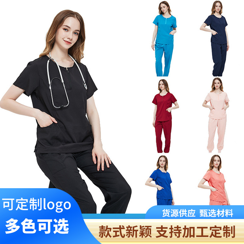 Picture of Cross-Border Dental Doctor Scrub Suit Operating Room Split Nursing Workwear Elastic Quick-Drying Nurse Scrub Suit Wholesale