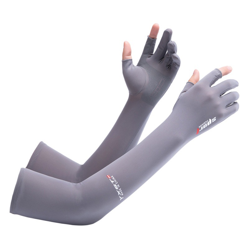 Sun Protection Gloves Men's Summer Fingerless Thin Ice Silk Driving Long Fishing Takeaway Half Finger Women's Summer Cycling