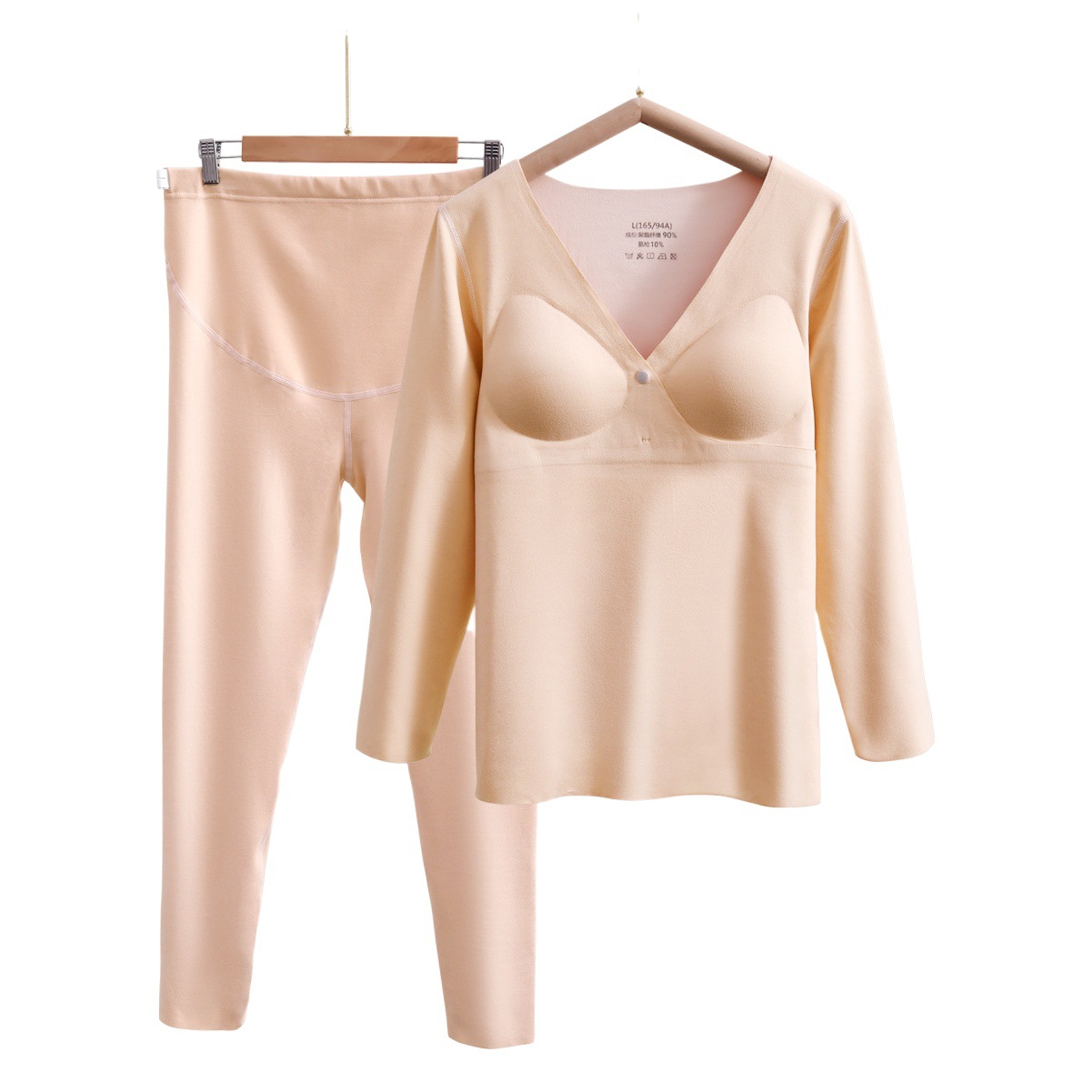 Pregnant women's De velvet thermal underwear pregnant women's autumn and winter postpartum pajamas plus size confinement clothing breastfeeding autumn clothes long pants suit