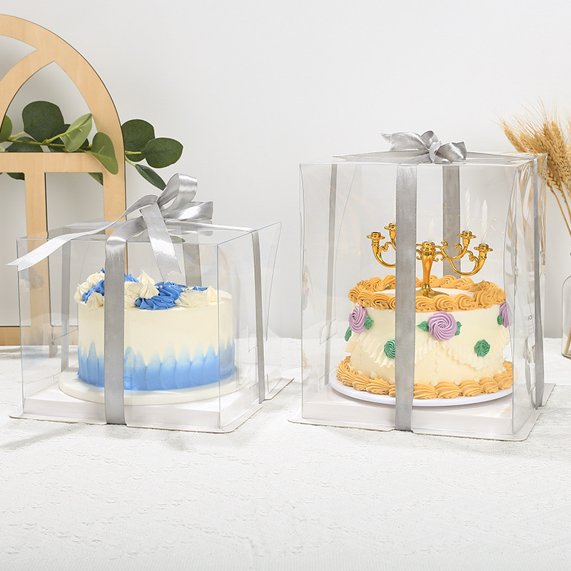 Customized Cake Box Transparent Box All-In-One 4-Inch 6-Inch 8-Inch 10inch 12inch Packaging Box Baking Pastry Gift Box