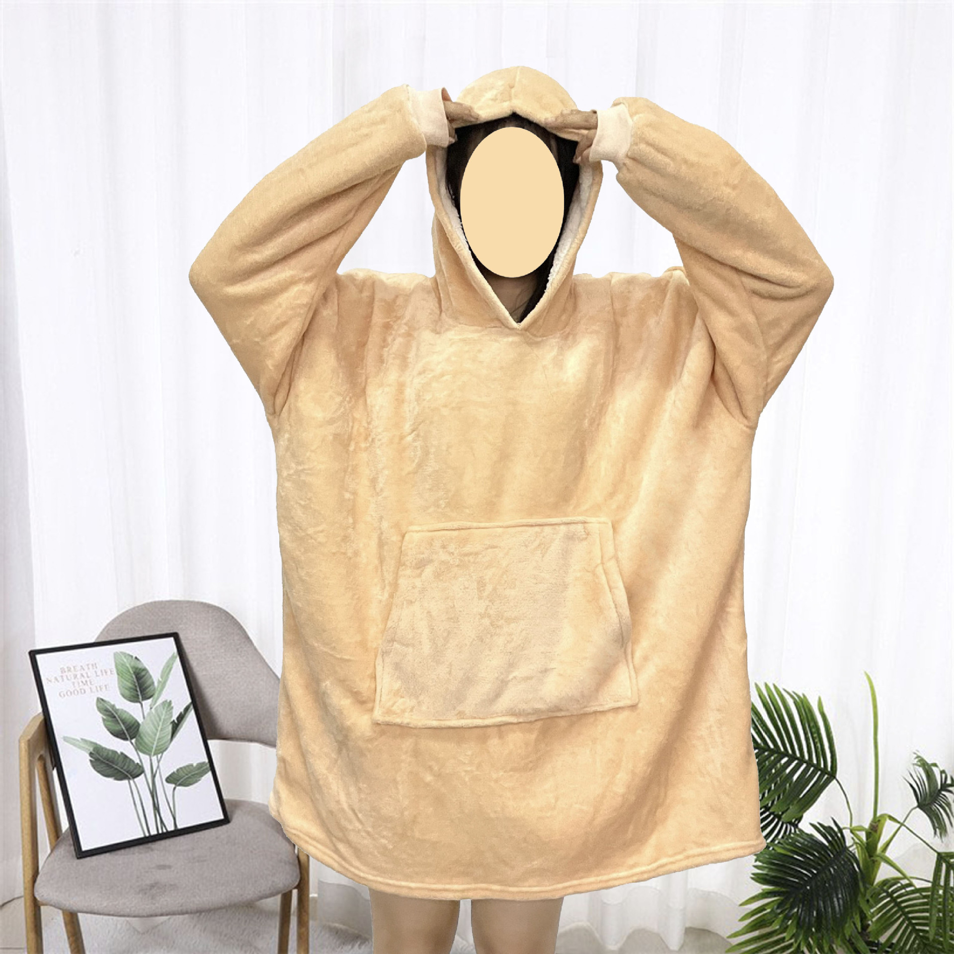 Picture of TV Explosions hugglehoodie Pullover Fleece Clothing Hooded Outdoor Cold-proof Warm Lazy TV Blanket Nightgown Women
