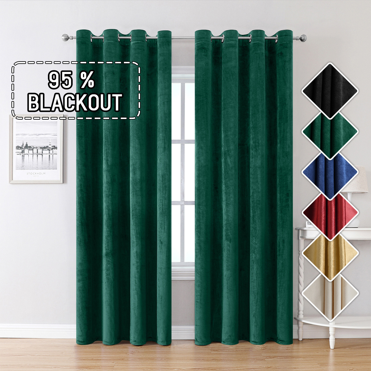 Amazon Cross-Border Solid Color Italian Velvet Blackout Curtains High-End Living Room Bedroom Sun Protection Curtains Manufacturer Wholesale