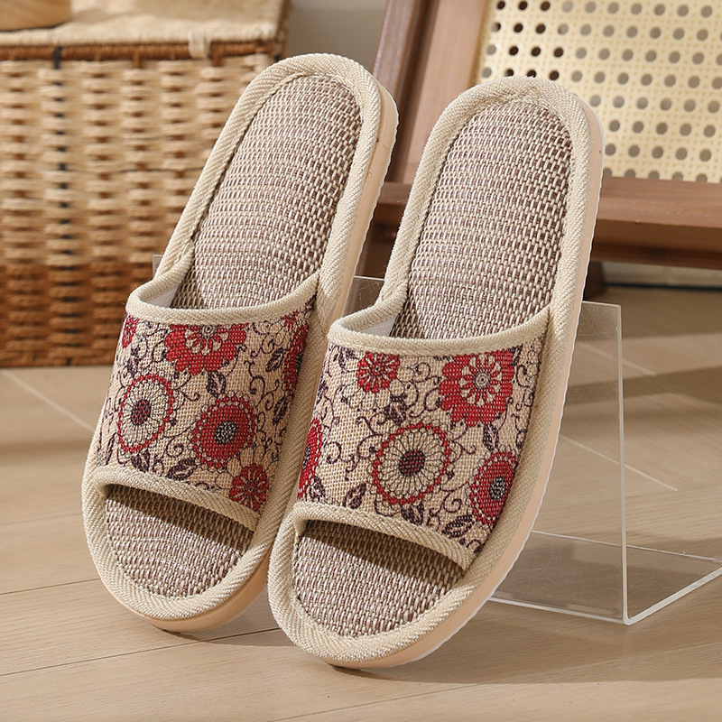 Picture of 2025 New Hotel Cotton and Linen Slippers for Women Spring, Autumn and Summer Home Couples Linen Thick-Soled Four Seasons Sandals and Slippers