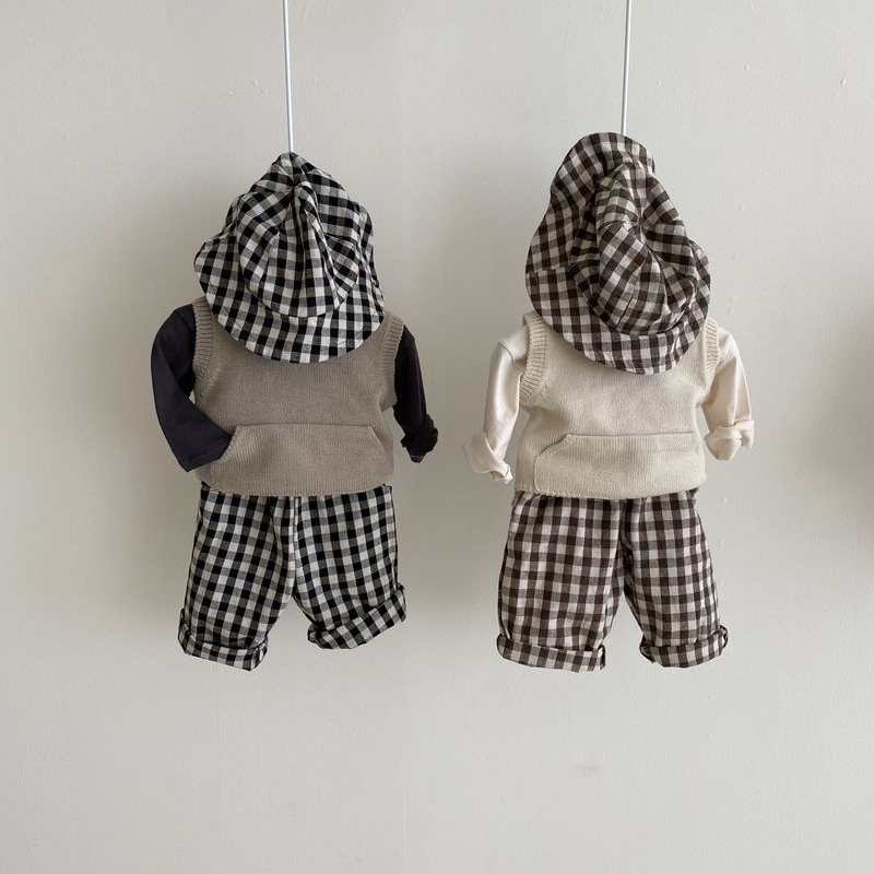 Picture of 2024 Spring & Fall New Korean Style Kidsren's Clothing for Boys and Girls, Cotton Plaid Casual Pants, Kidsren's Pants, Baby Outer Wear