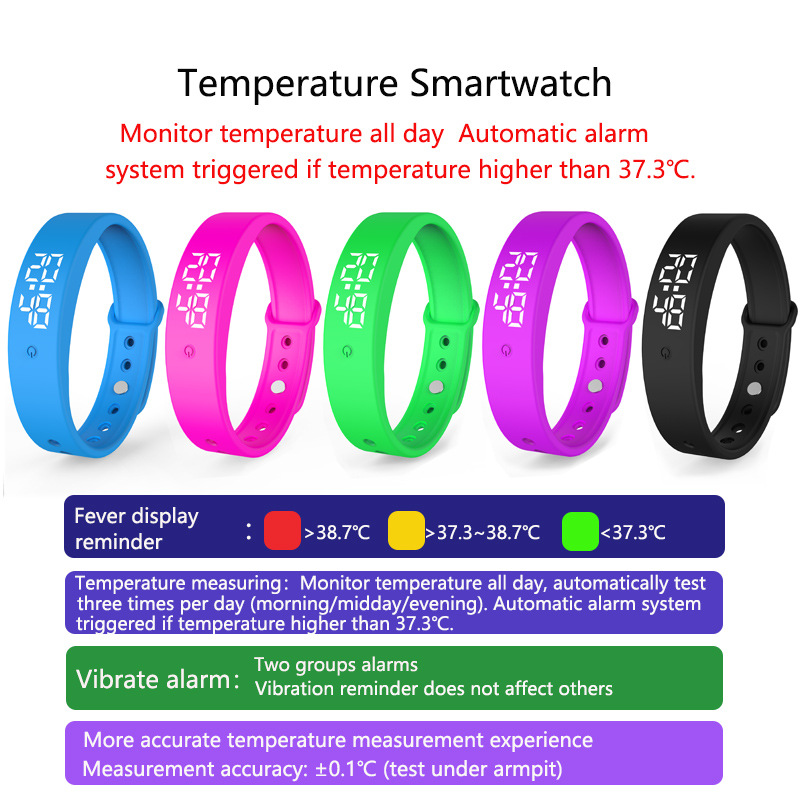 V9 Temperature Measuring Wristband Movement Watch Alarm Clo