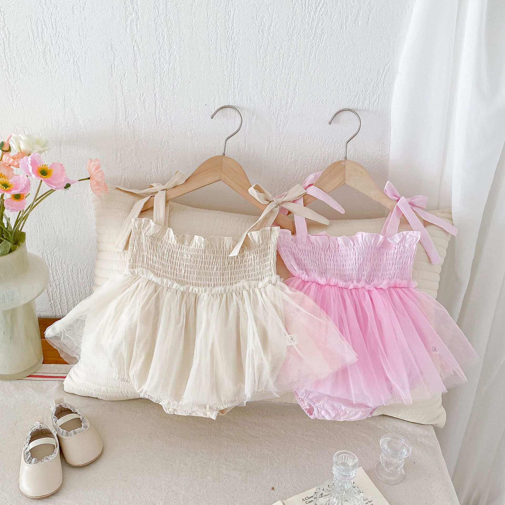 Ins2025 Summer Baby Suspender Skirt Baby Girl Elastic Mesh Skirt Newborn One-Year-Old Princess Crawl Suit