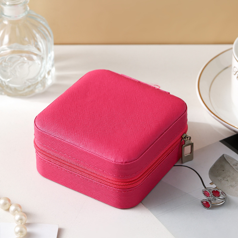 Picture of Leather Small Size Jewelry Storage Box Travel Portable Gift Box with Lock Jewelry Box High-End Jewelry Box