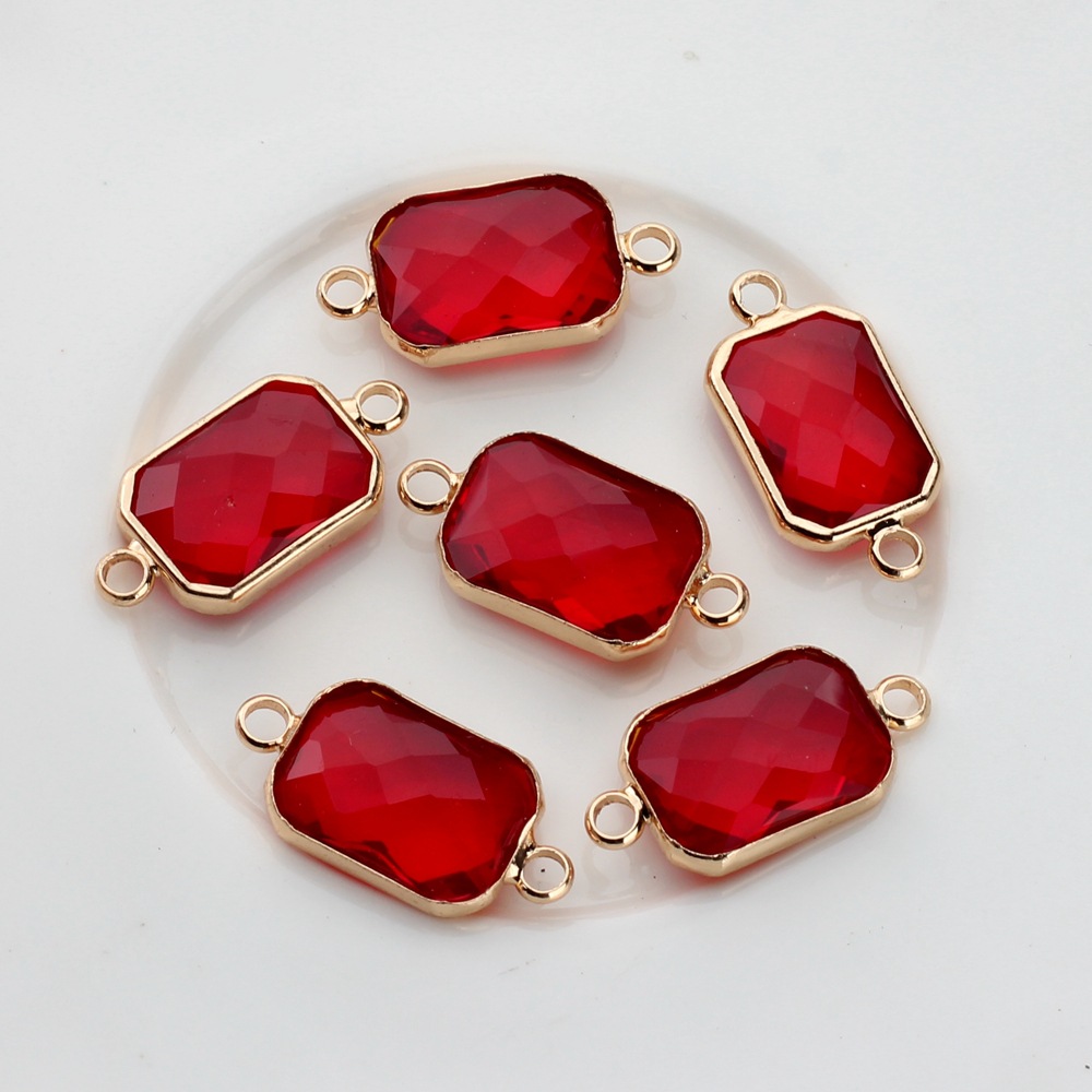 Picture of Copper-covered rectangular crystal cut double pendant small pendant production pendant earring accessories material wholesale