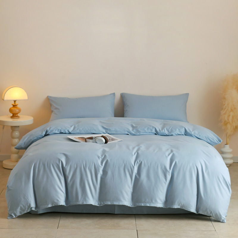 Twill Simple Pure Color Four-Piece Set Pure Cotton Type a Bedding Three-Piece Set Bed Bed Sheets Quilt Cover Pure Cotton Nantong Home Textiles