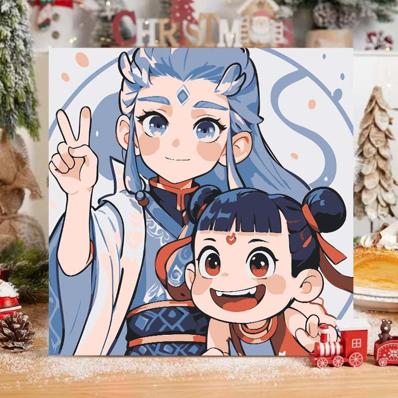 Picture of The child prodigy of Naohai diy digital oil painting manual coloring animation Ao C Naozha oil painting decorative painting