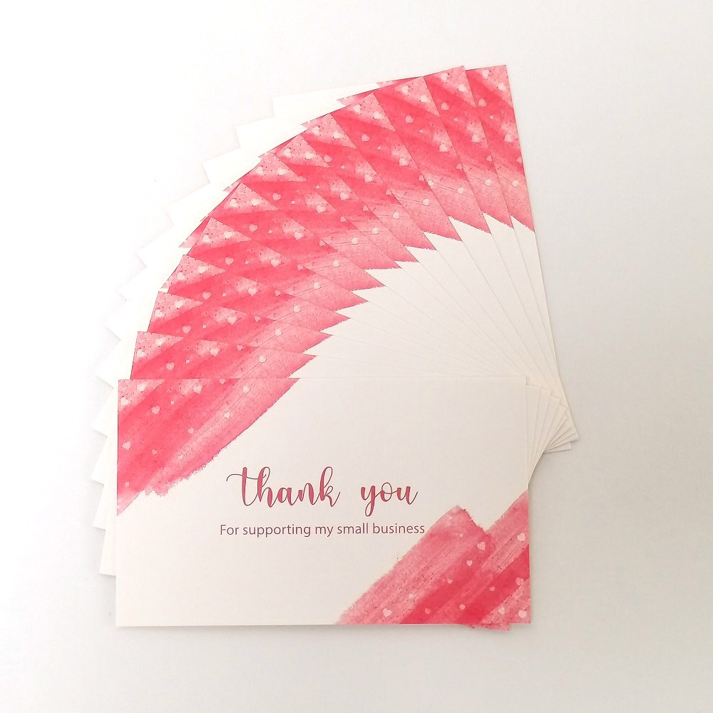 Picture of Amazon cross-border wholesale green leaf thank you card coated paper card thank you gift card pink packaging card
