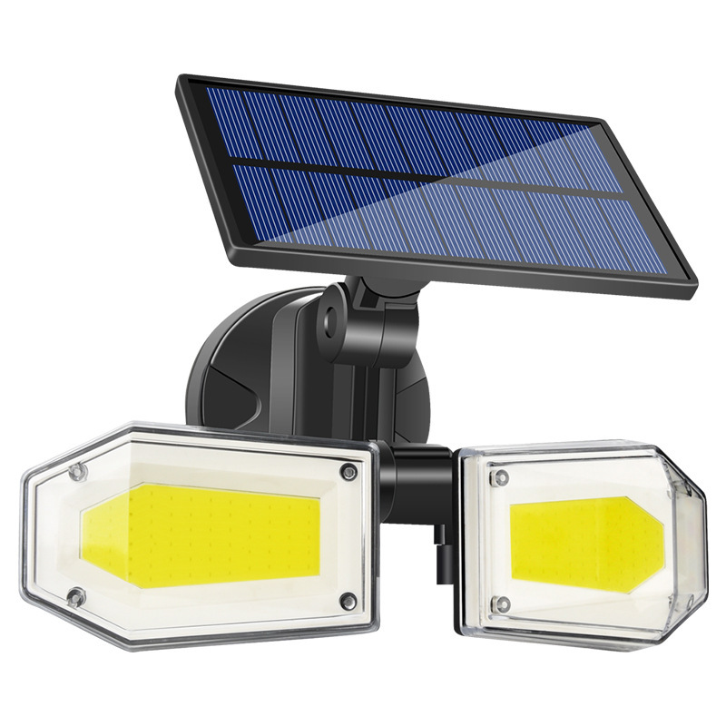 Picture of solar wall lamp outdoor lighting led double head garden light home solar body induction lamp waterproof street light