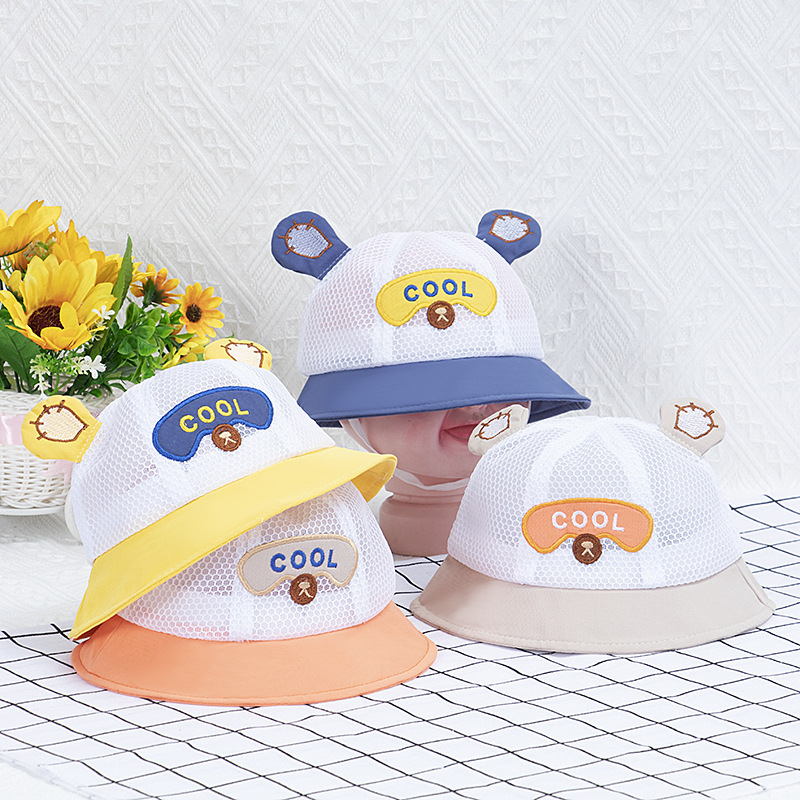 Picture of 0-2 years old baby New basin hat summer sunscreen breathable net hat travel sun hat mesh children fisherman hat
