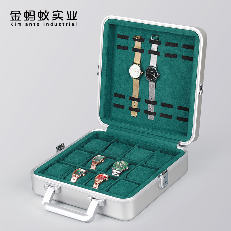Factory side unlocking watch box flip watch storage box travel aluminum alloy portable watch box cross-border wholesale