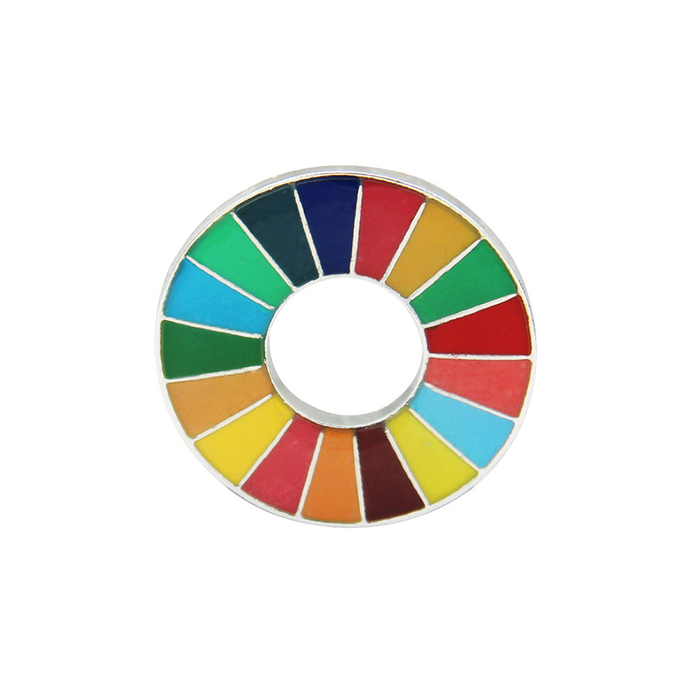 Picture of United Nations peace pigeon brooch sustainable development goal medal representative geometric pattern 17 color oil dripping necklace