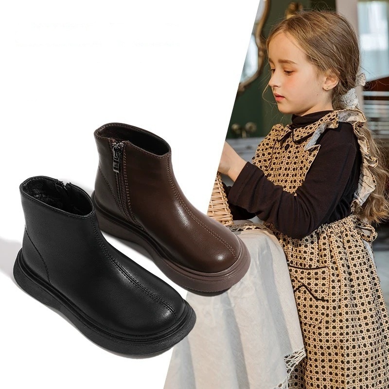 Girls Leather Boots 2025 New Spring and Autumn Little Princess Lightweight Soft Sole Boots Baby Lightweight Boys Single Boots Children's Boots