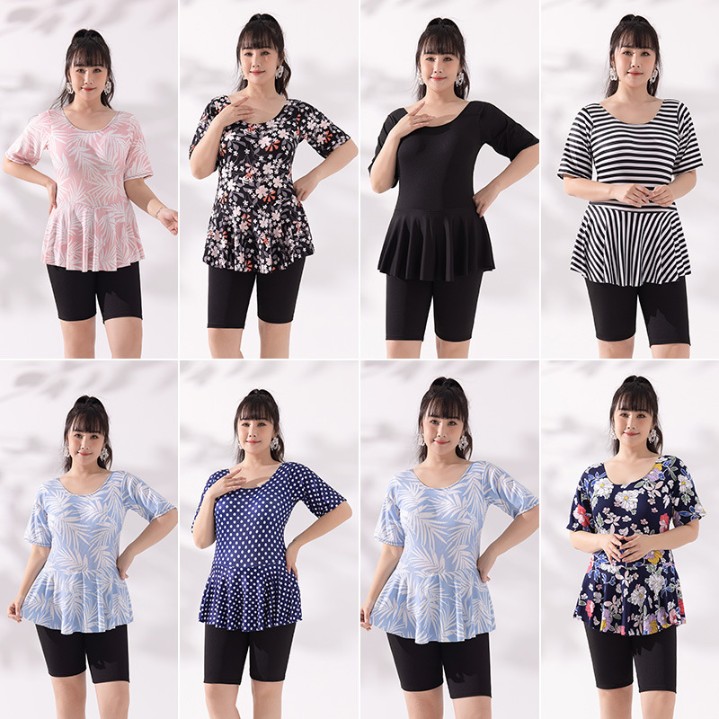 One-Piece Swimsuit for Middle-Aged Ladies and Mothers Plus Fat and Enlarged 100kg Conservative Covering the Flesh and Slimming Look Fat mm Hot Spring Swimsuit