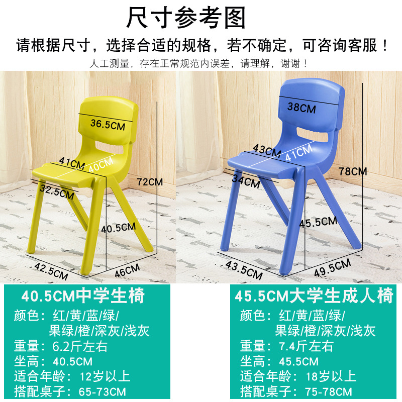 Picture of Spot Wholesale Thickened Plastic Back Chair Large Adult Seat Training Tutoring Class Student Children Writing Stool