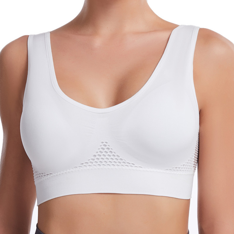Picture of Hollow Mesh Sports Bra Women's Shock-Proof Vest Running Yoga Fitness Bra Beautiful Back Push up Large Size Amazon