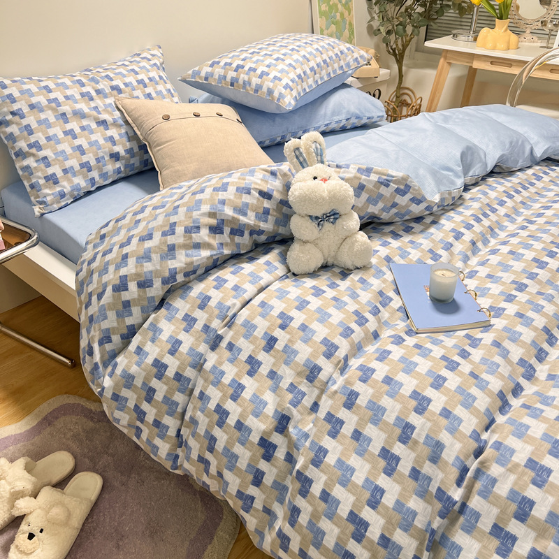 Picture of Nantong bed four-piece cotton sheet Nordic style 100 cotton four-piece set three-piece set Wholesale