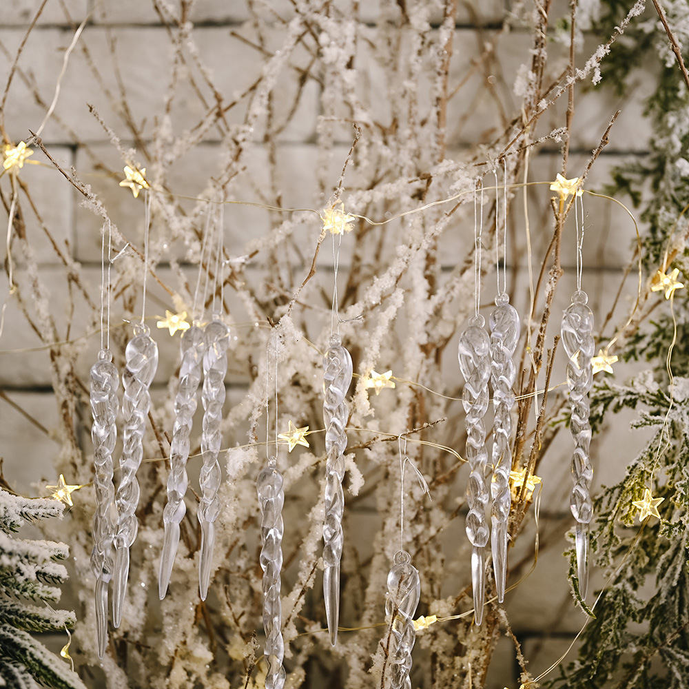 Picture of Haobei Christmas Celebration Supplies Creative Transparent Ice Bar Pendant New Christmas Tree Decoration Thread Pendant Tree Pendant