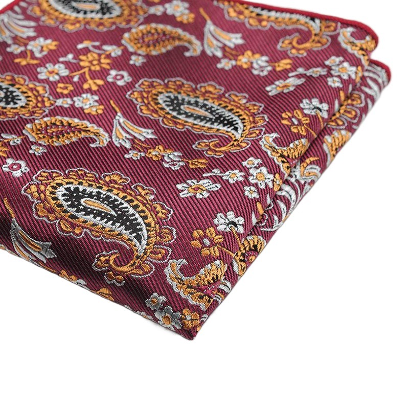 New Men's Pocket Scarf Suit Small Square Scarf Cashew Flower Striped Silk Scarf Wedding Handkerchief Breast Scarf Dongguan Wholesale