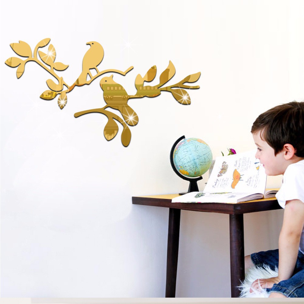 Picture of Foreign trade branch bird mirror wall stickers living room bedroom home decoration acrylic background wall stickers 361032