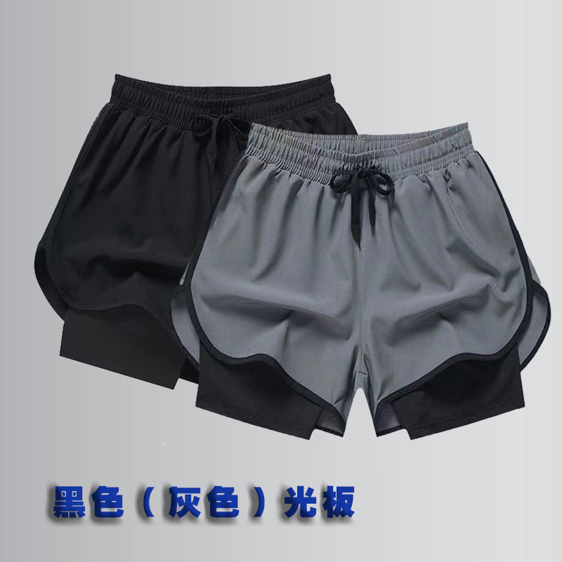 Summer New Double Shorts European and American Muscle Fitness Swimming Trunks Sports Men's Casual Pants Outdoor Sports Pants