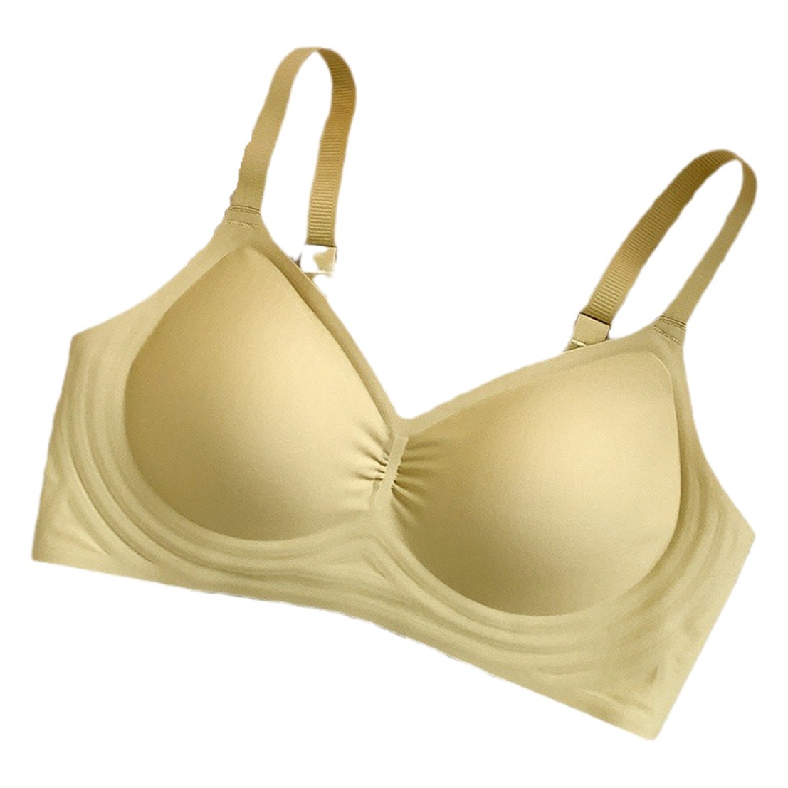 New Naked Soft Support Underwear Women's Pleated Comfortable Sleep Push-up Anti-sagging Bra without Steel Ring