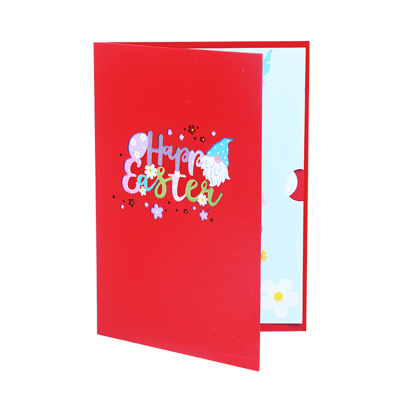 Picture of Factory supply new cross-border Easter stereo greeting card 3D holiday blessing card rabbit egg paper carving greeting card