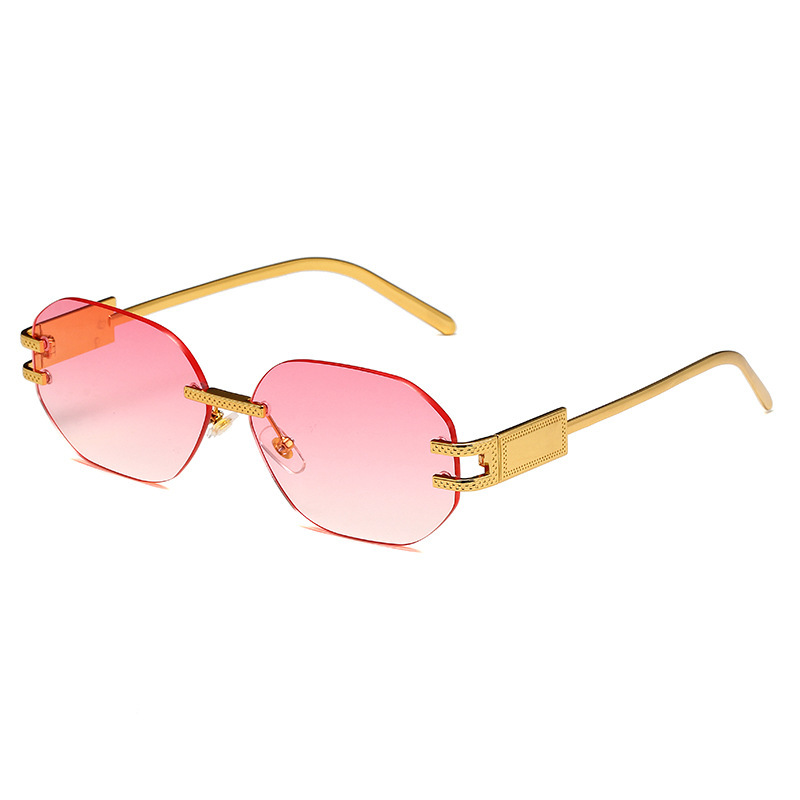 Picture of Cross-Border New Ins Style Frameless Cut-Edge Sunglasses Polygonal Fashion Internet Celebrity Sunglasses Women's Trendy Street Style Sunglasses
